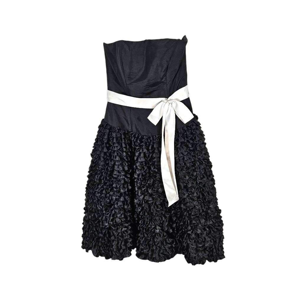 Xcite Strapless Black Ruffle Skirt A-Line  Party Dress